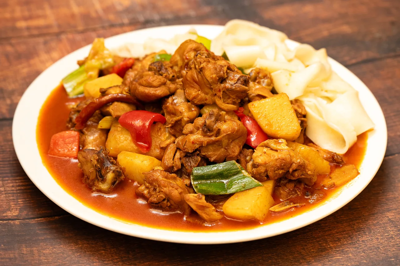 Big plate chicken (dapanji) — halal Uyghur dish at Dolan's