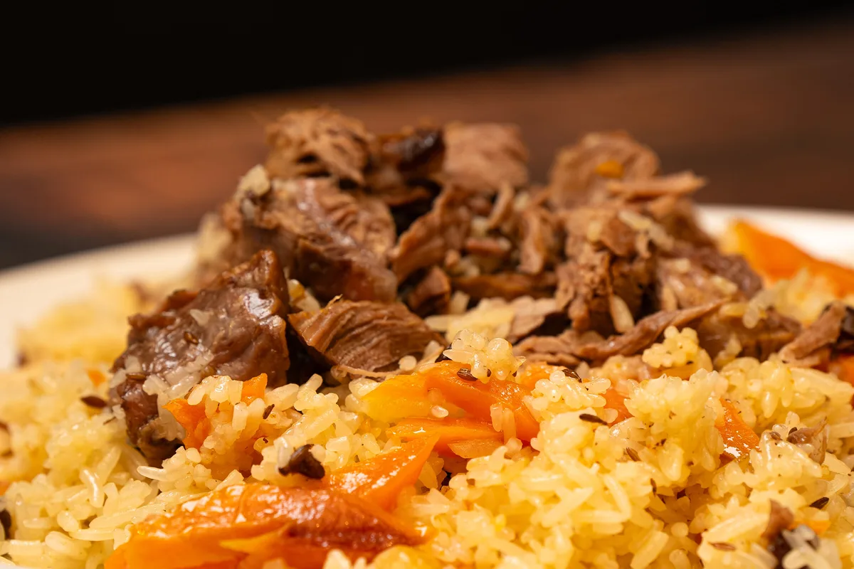 Uyghur polo rice (手抓饭) with lamb and carrots at Dolan's