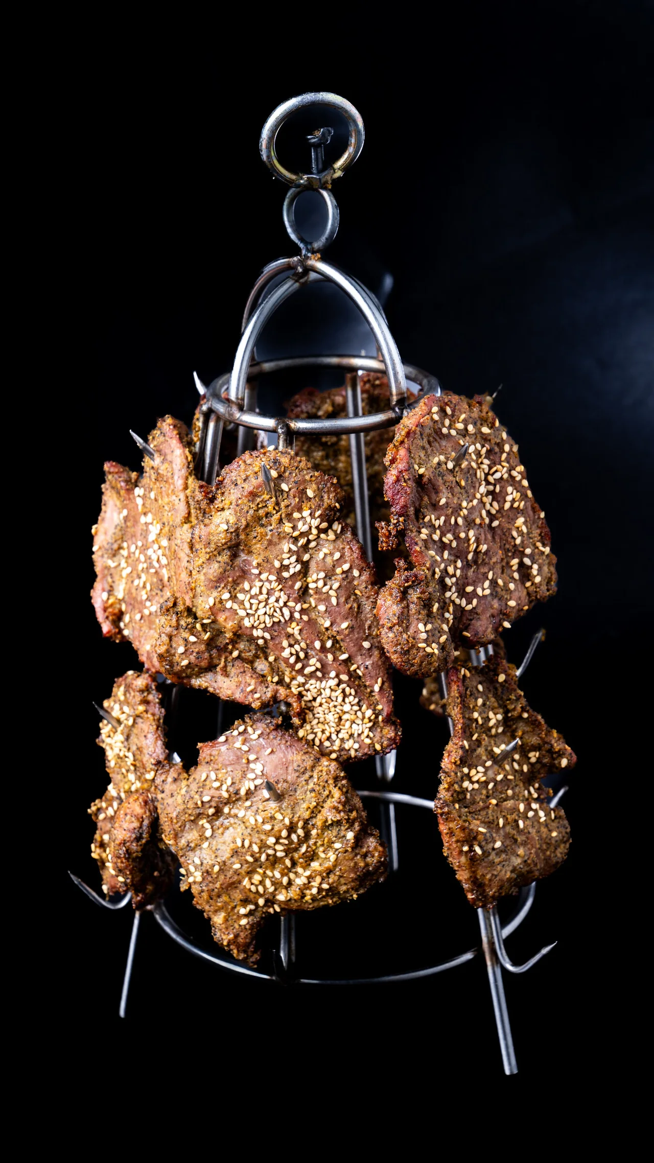 Tower kebab — slow-roasted halal lamb at Dolan's Uyghur Cuisine