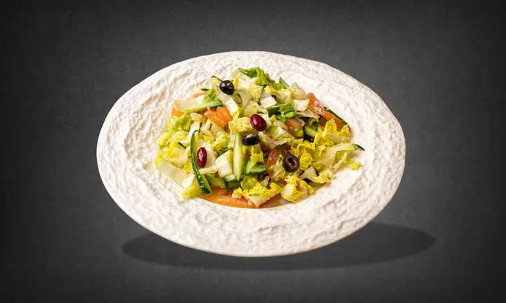 Uyghur salad — cucumber, tomato, onion and pepper, halal catering at Dolan's